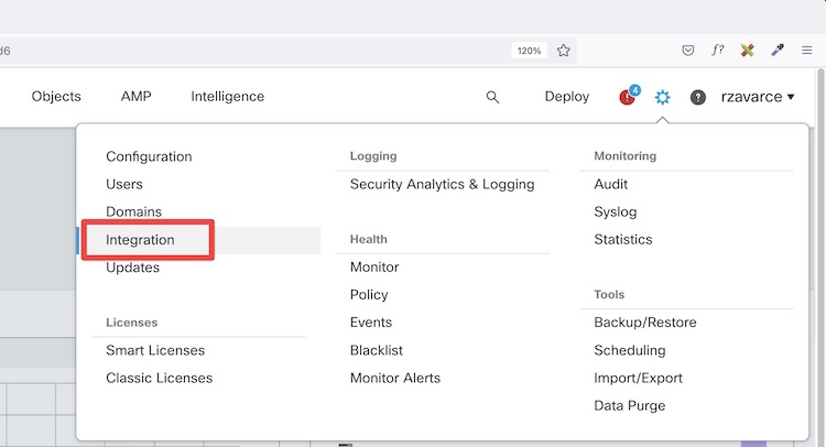 Cisco FMC Gear Icon - Integration